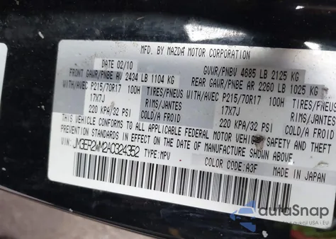 2010 Mazda Cx-7 I Sport z USA, uszkodzony, nr VIN JM3ER2WM2A0324352